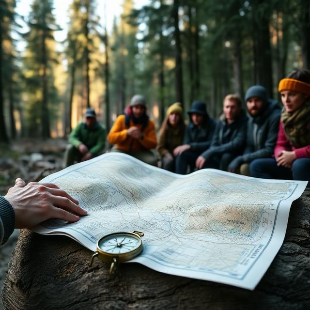 image of map with outdoor students in the background